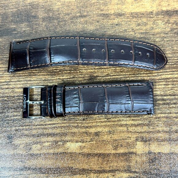 Original Tissot 22mm-19mm Brown Crocodile Band Strap Leather Watch - Picture 1 of 10